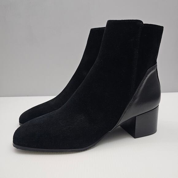 NEW Donald Pliner Kelsee Ankle Bootie Womens 9.5 Black Suede Square Toe Heel - Picture 14 of 14